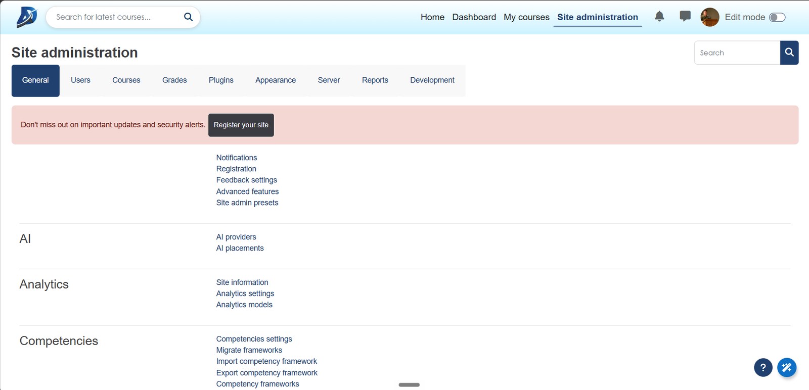 Site administration and platform controls