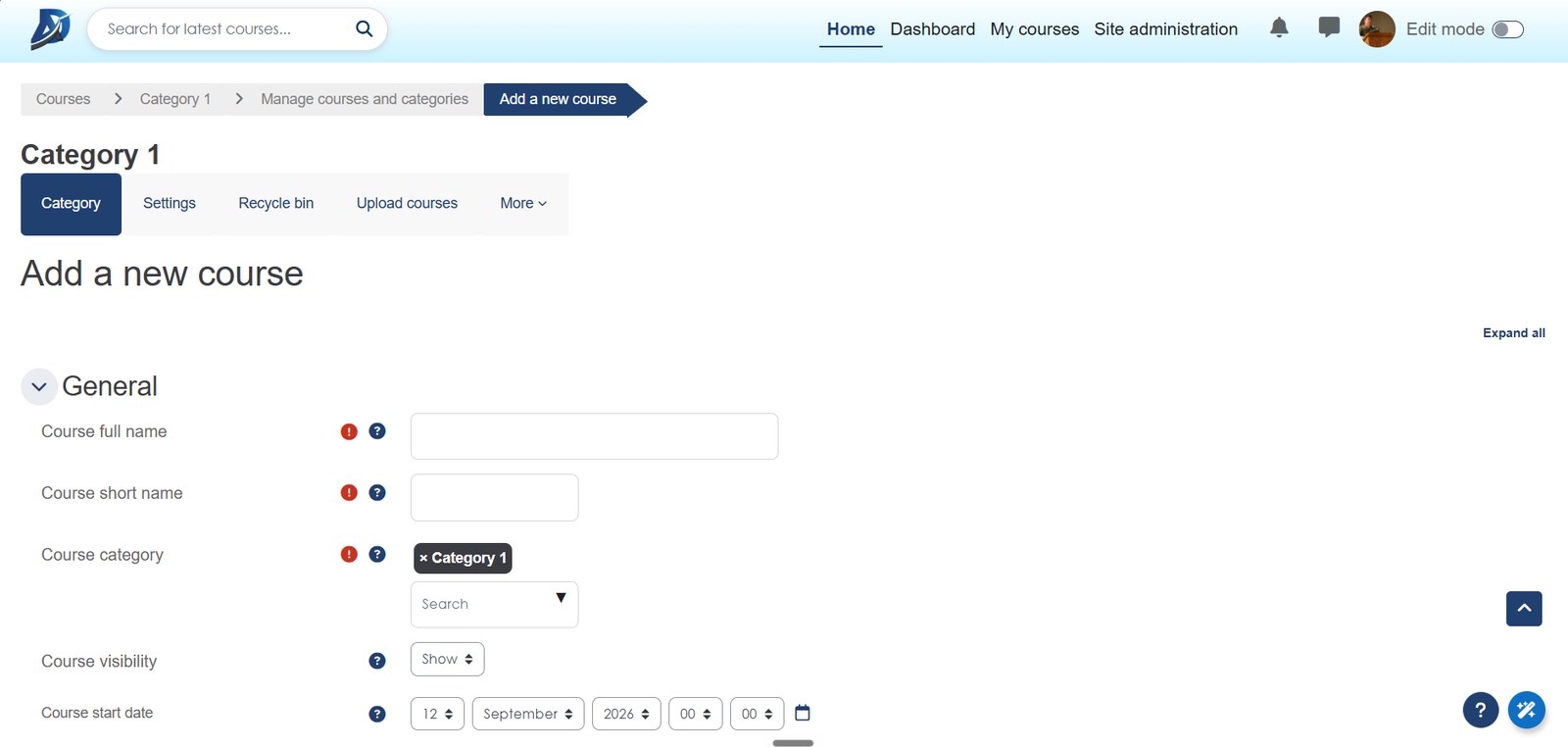 Course creation workflow