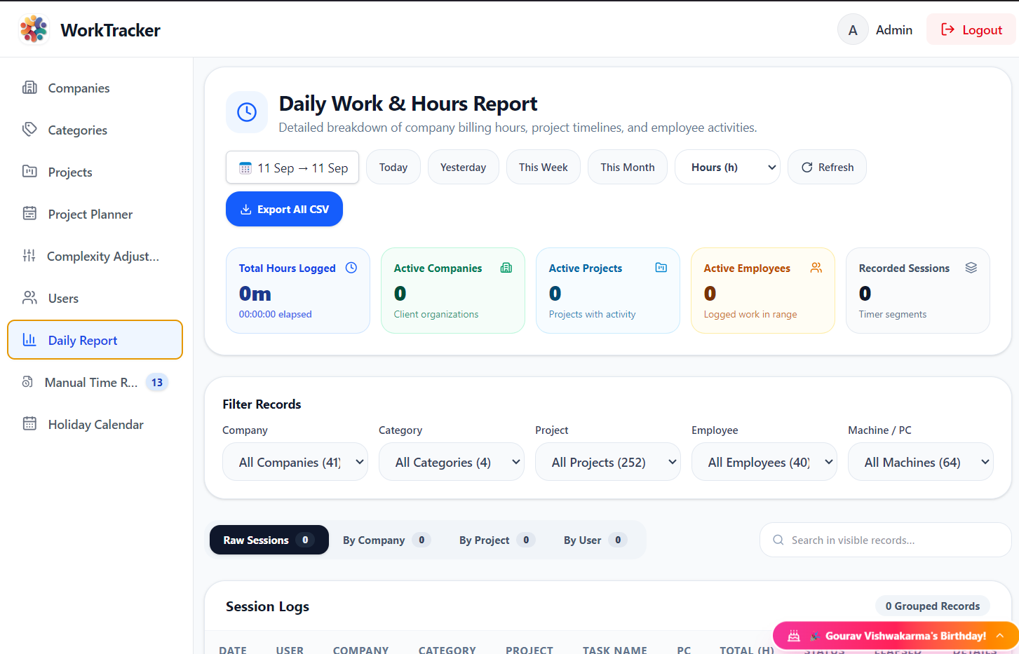 Worktracker screen 6