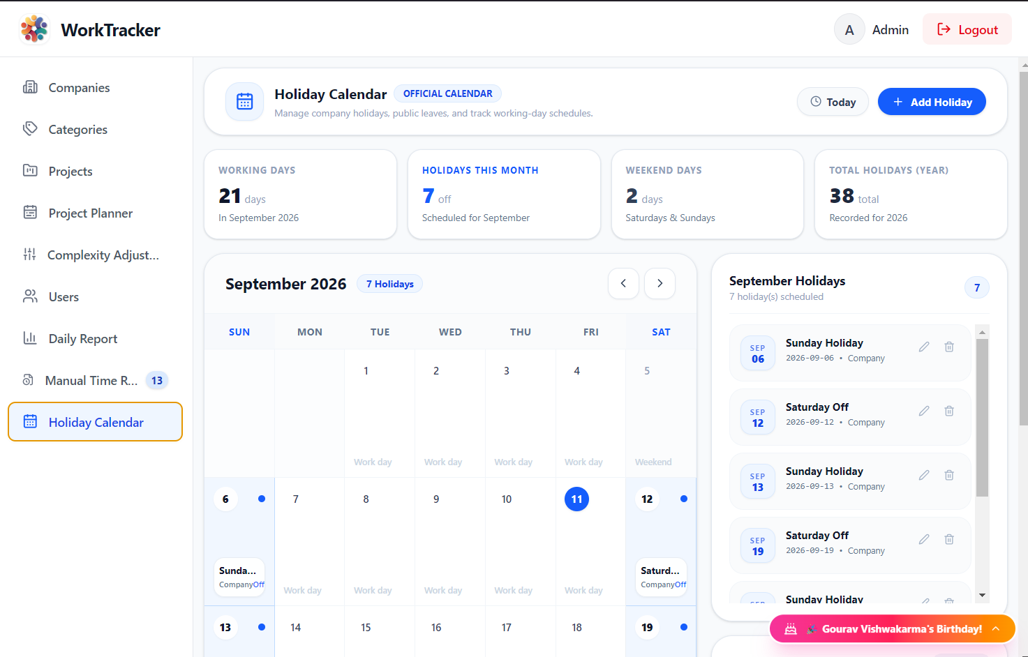 Worktracker screen 7